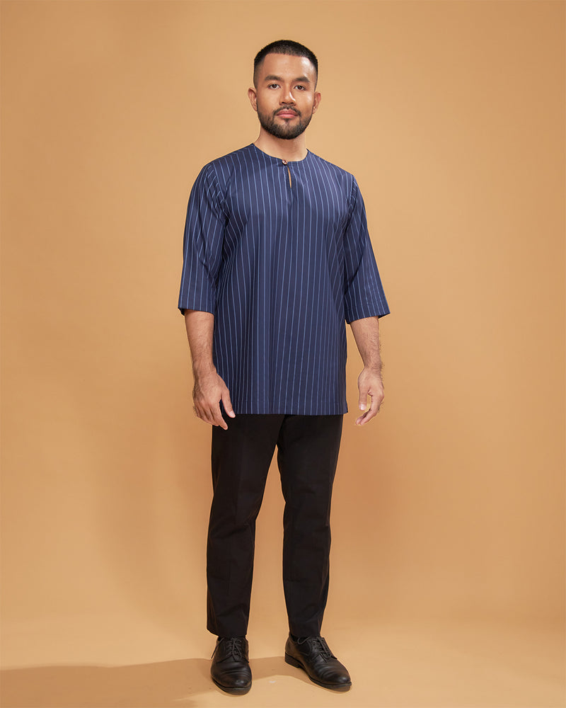 KURTA HADI (STRIPES) - NAVY BLUE