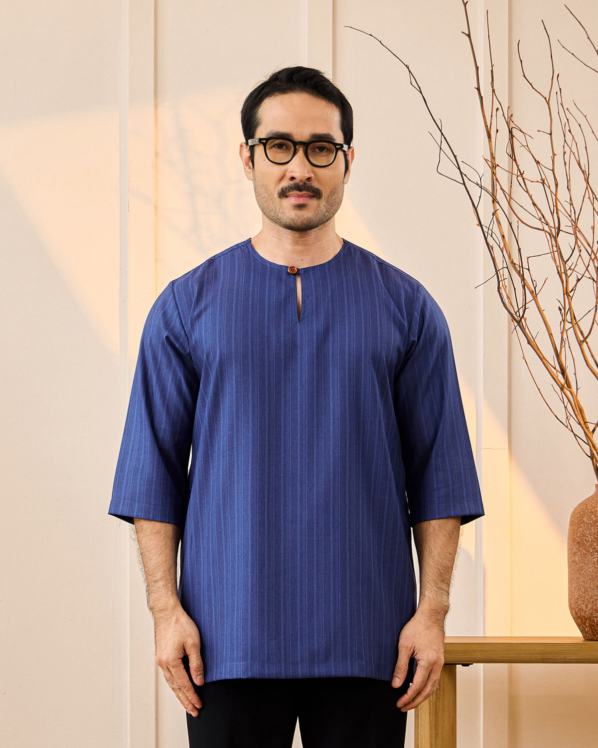 KURTA NADI (STRIPES) - NAVY BLUE
