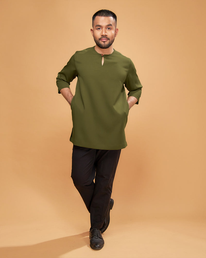 KURTA ARJUNA (Plain) - OLIVE GREEN