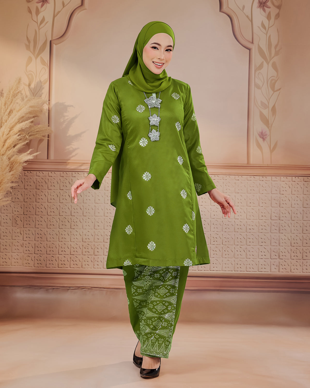 KURUNG SURAYA (PESAK GANTUNG) | OLIVE GREEN - SILVER