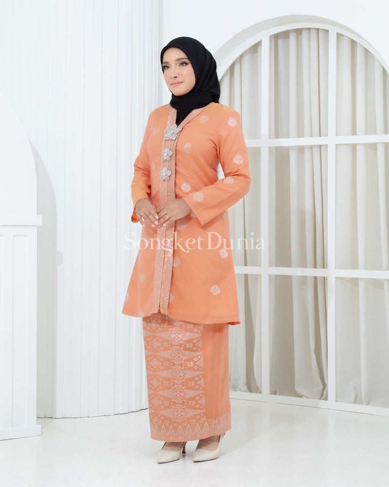 PEACH - SILVER | Kurung Anggun - Kebaya