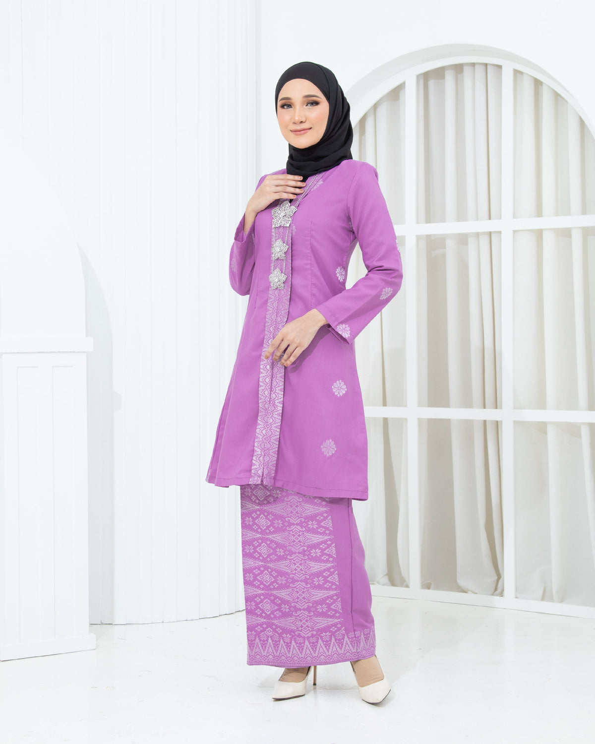 CLEARANCE | KURUNG ANGGUN (KEBAYA) - ROSE PINK SILVER