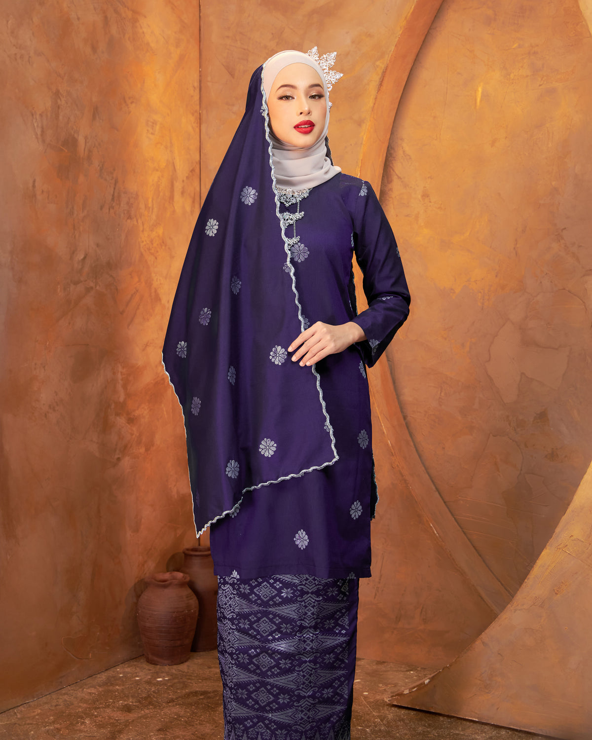 Selendang Songket | Purple Silver (Suri)