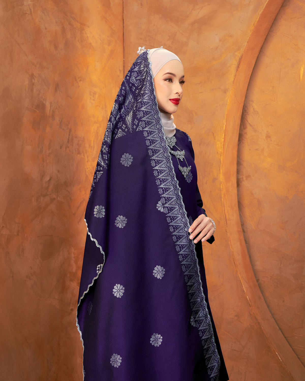Selendang Songket | Purple Silver (Thalia)