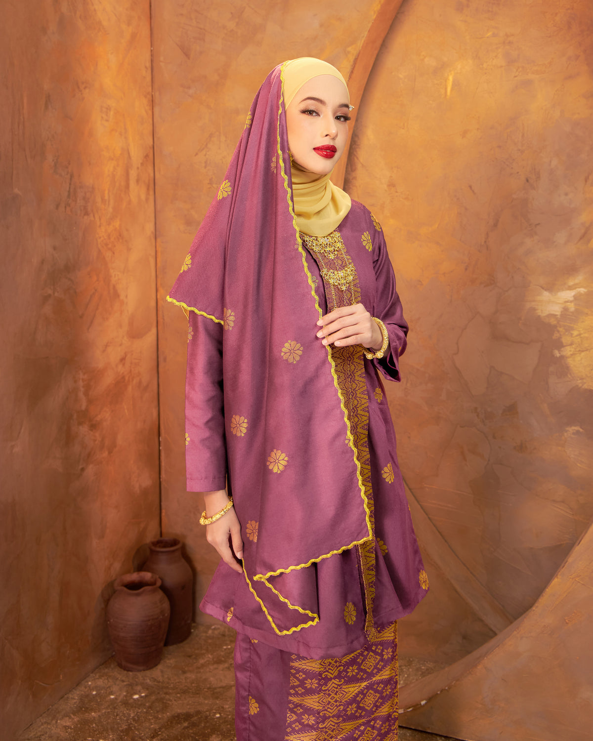 Selendang Songket | Dusty Pink Gold (Suri)