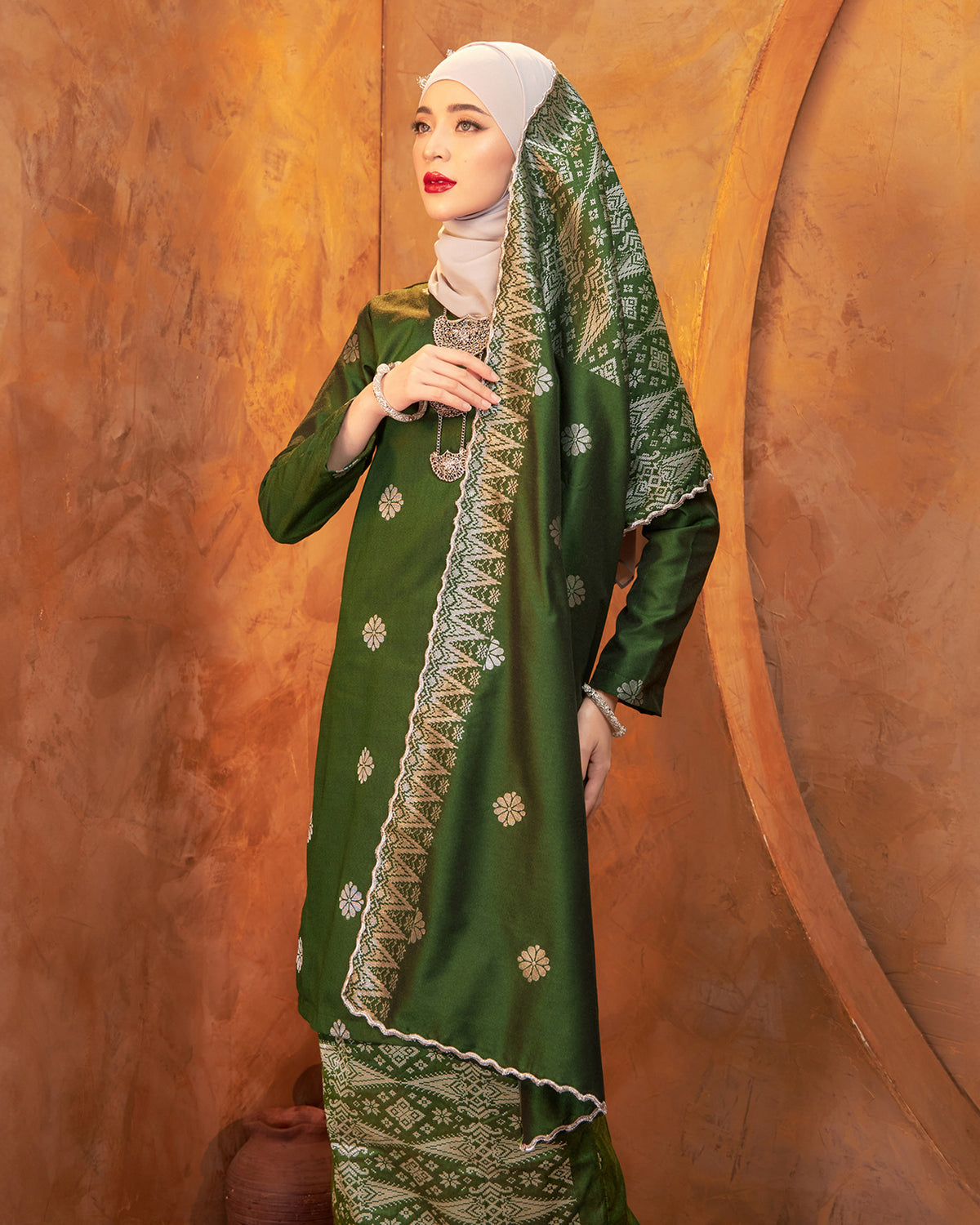 Selendang Songket | Green Silver (Thalia)