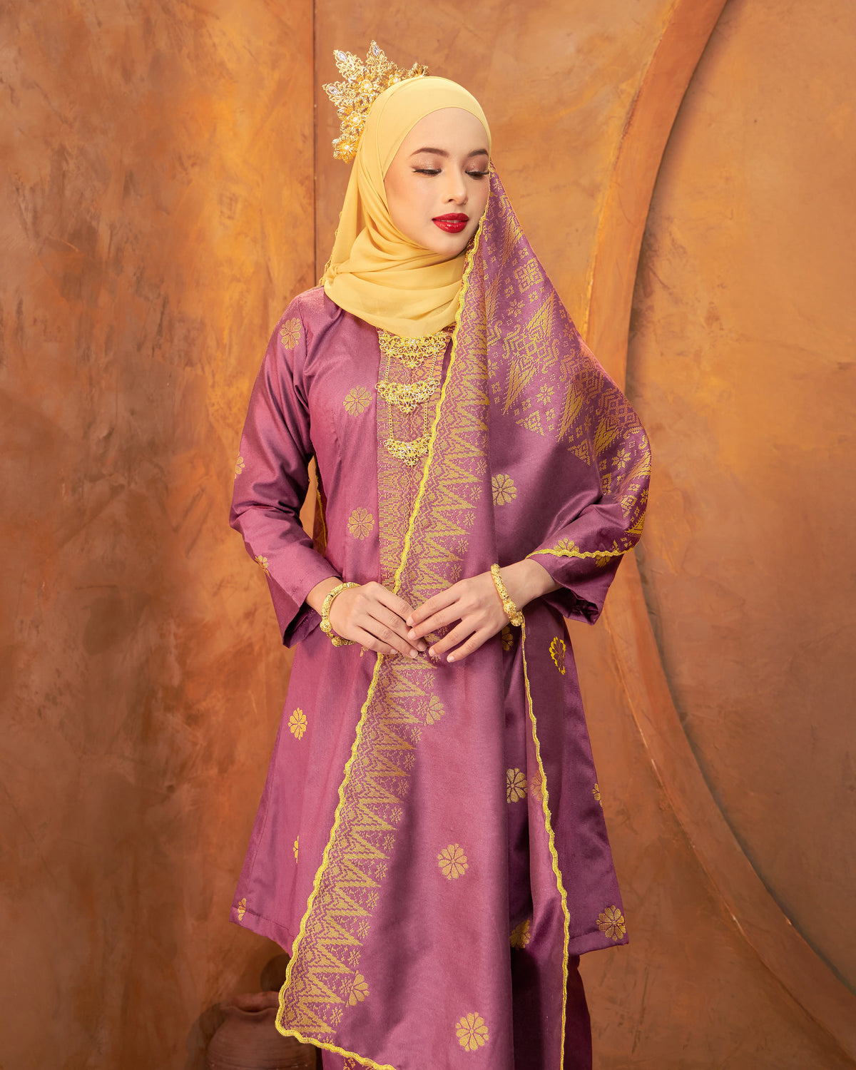 Selendang Songket | Dusty Pink gold (Thalia)