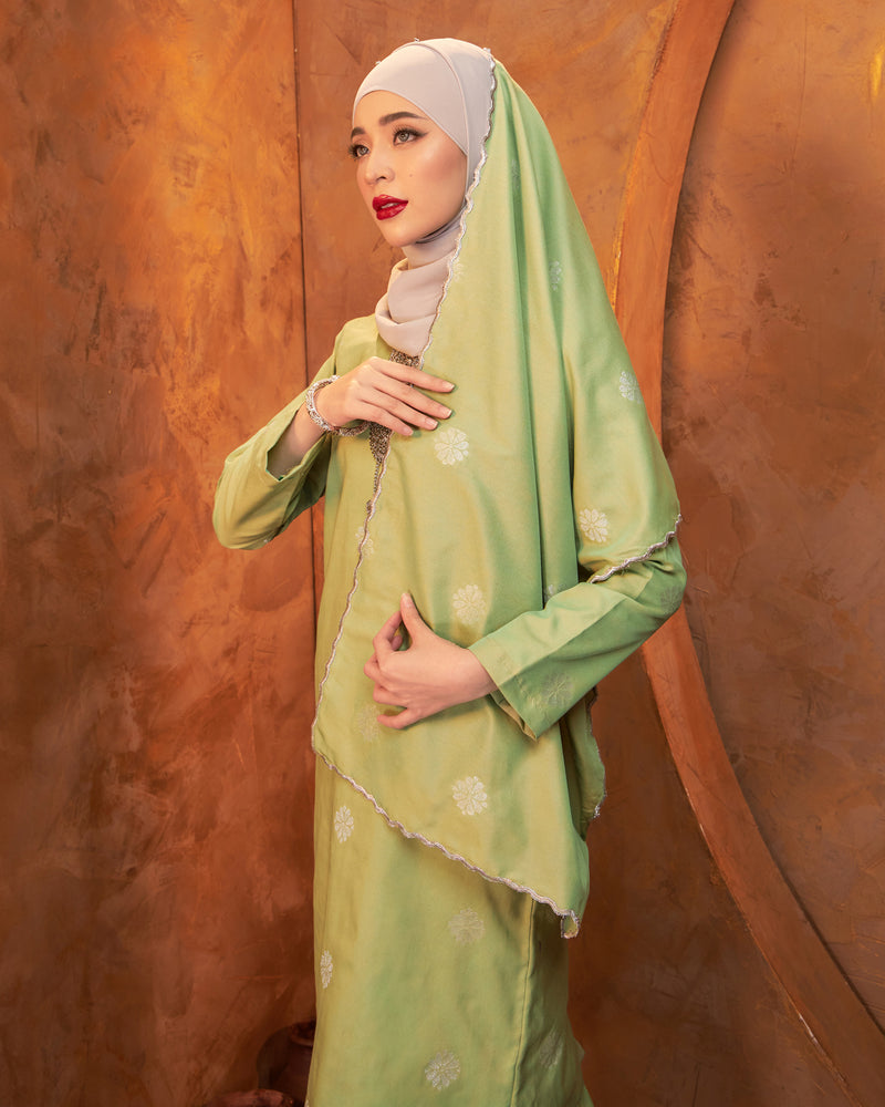 Selendang Songket | Mint Green Silver (Suri)