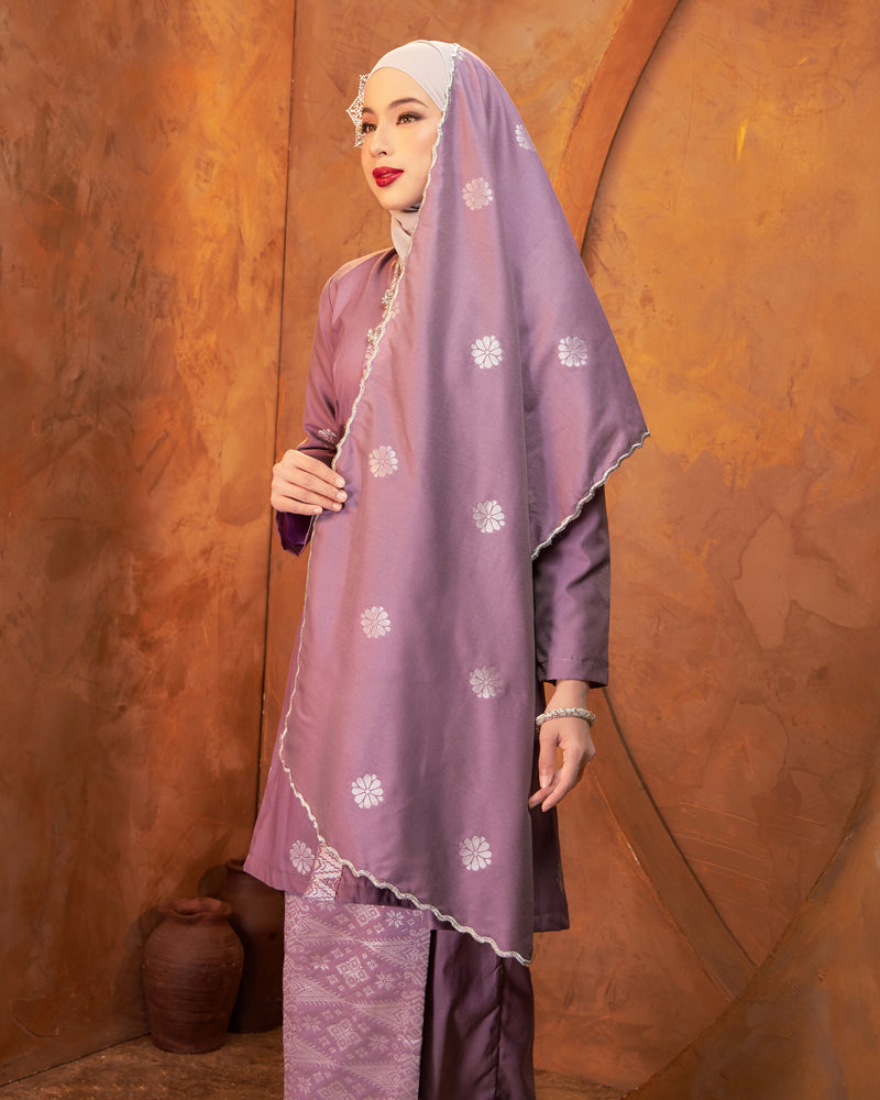 Selendang Songket | Dusty Purple Silver (Suri)