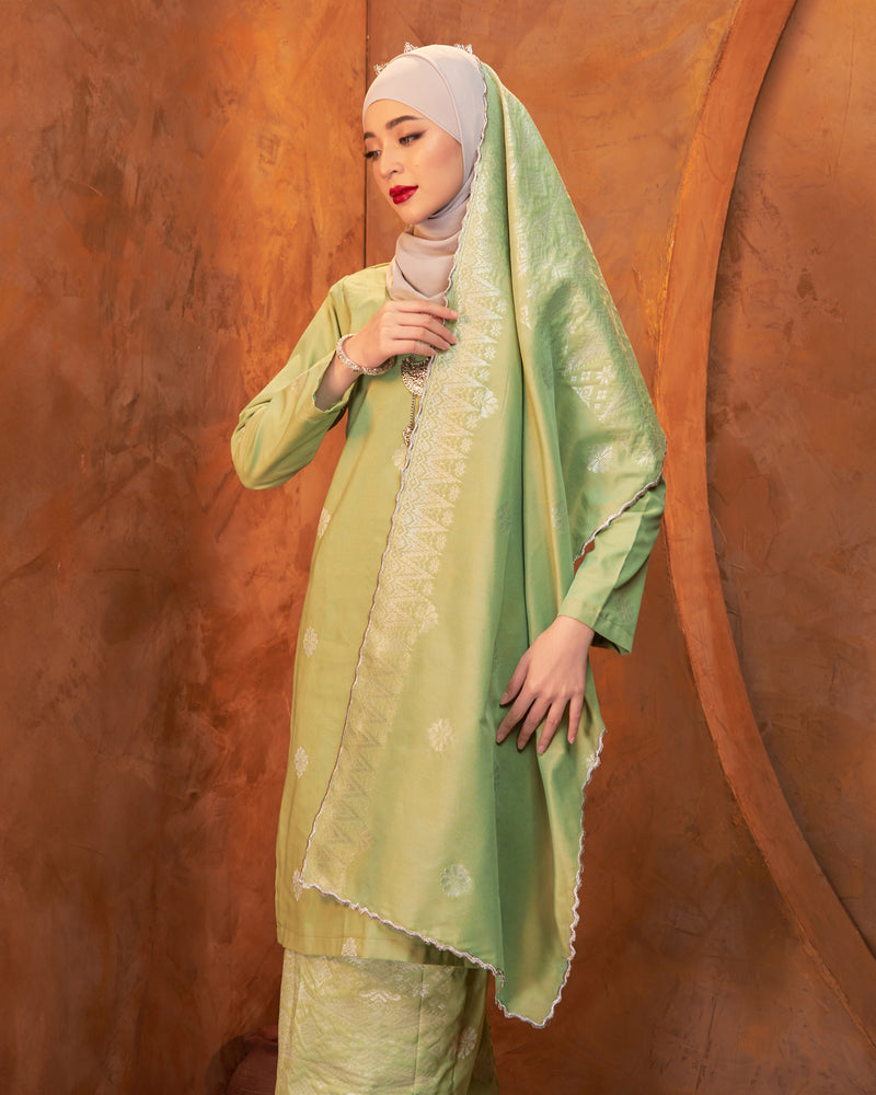 Selendang Songket | Mint Green Silver (Thalia)