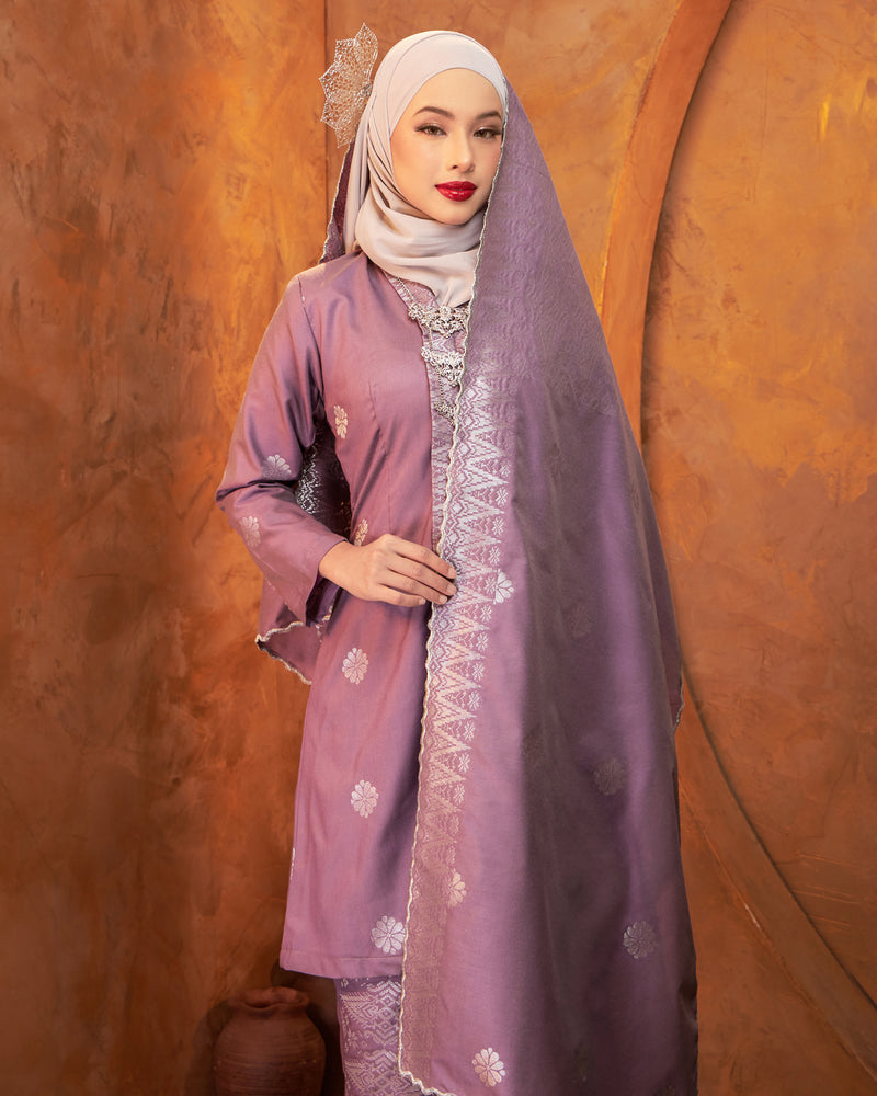 Selendang Songket | Dusty Purple Silver (Thalia)