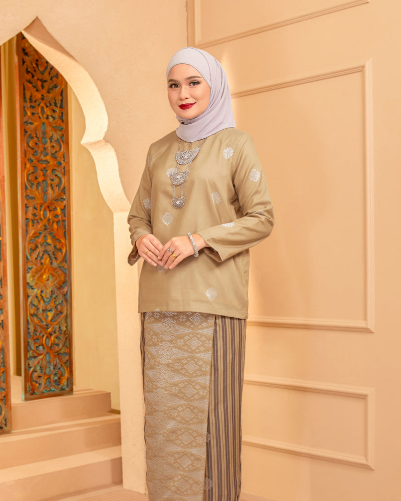 KURUNG MAHSURI (KEDAH) - Songket Jalur | CHAMPAGNE - CHOCOLATE