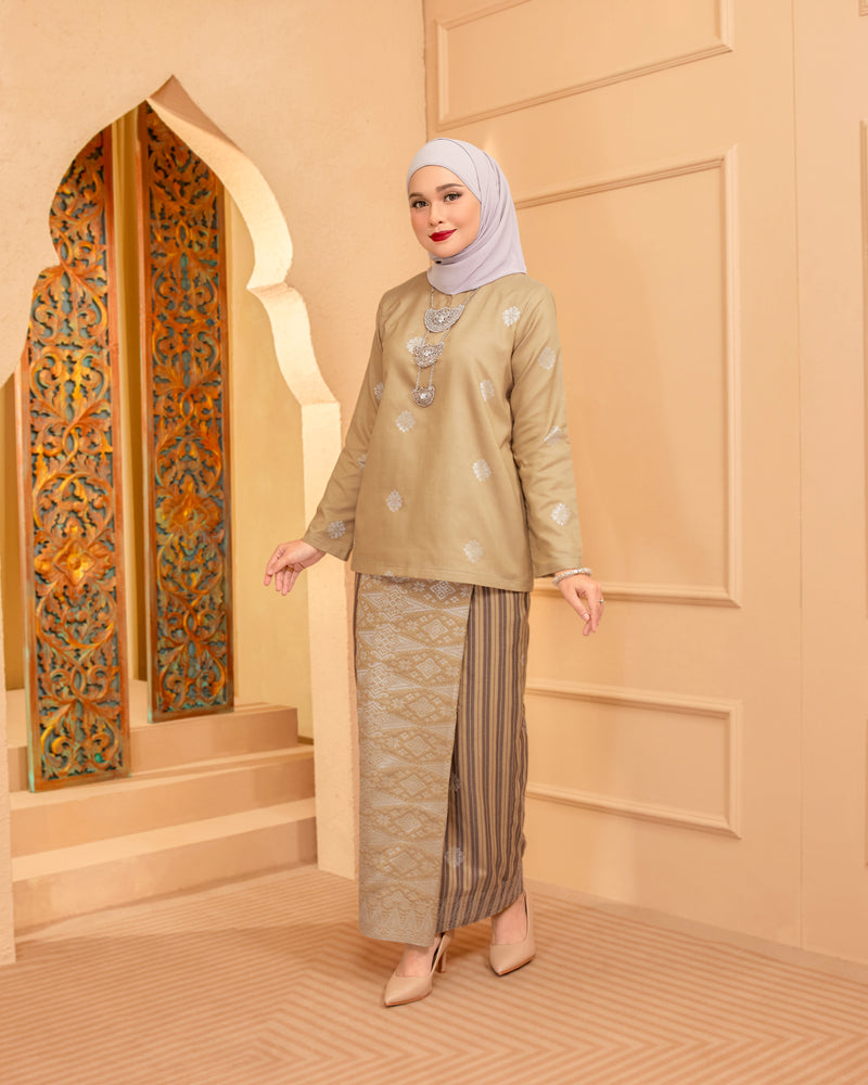 KURUNG MAHSURI (KEDAH) - Songket Jalur | CHAMPAGNE - CHOCOLATE