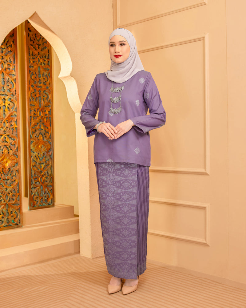 KURUNG MAHSURI (KEDAH) - Songket Jalur | Dusty Purple - Dark Purple