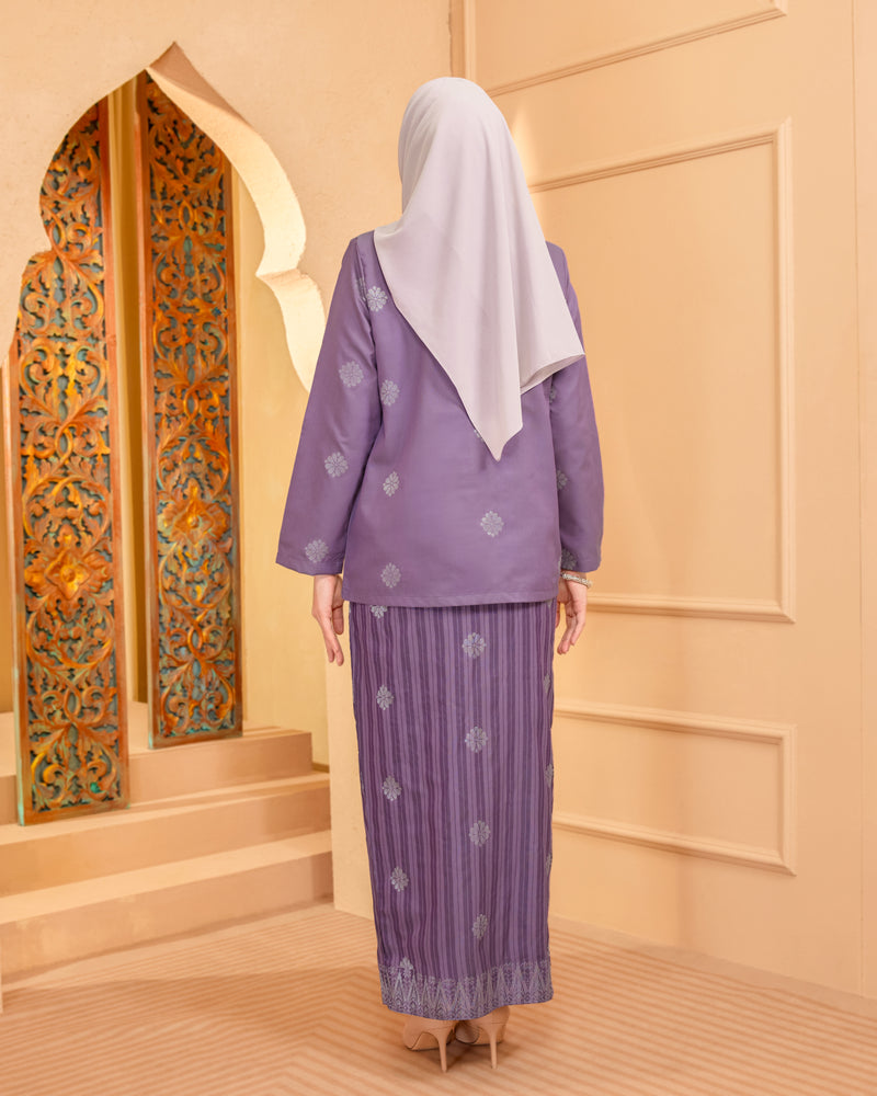 KURUNG MAHSURI (KEDAH) - Songket Jalur | Dusty Purple - Dark Purple