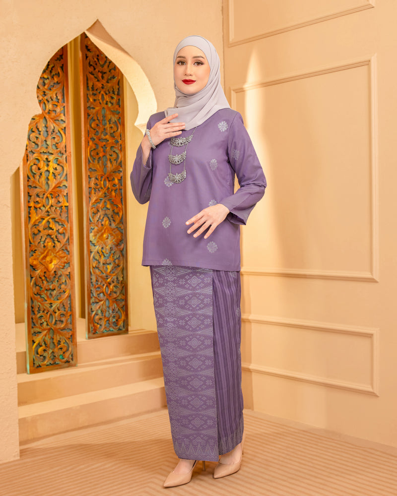 KURUNG MAHSURI (KEDAH) - Songket Jalur | Dusty Purple - Dark Purple