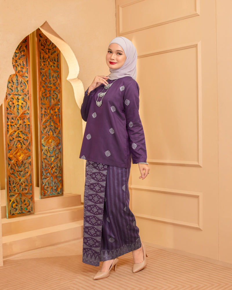 KURUNG MAHSURI (KEDAH) - Songket Jalur | Purple Manggis - Lavendar