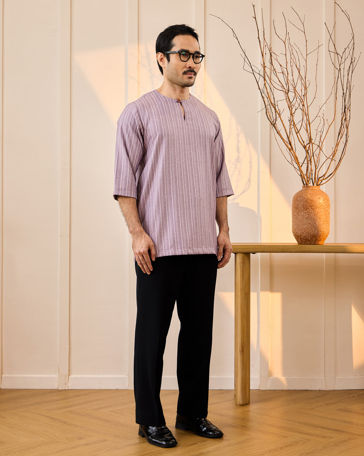 KURTA NADI (STRIPES) - DUSTY PURPLE