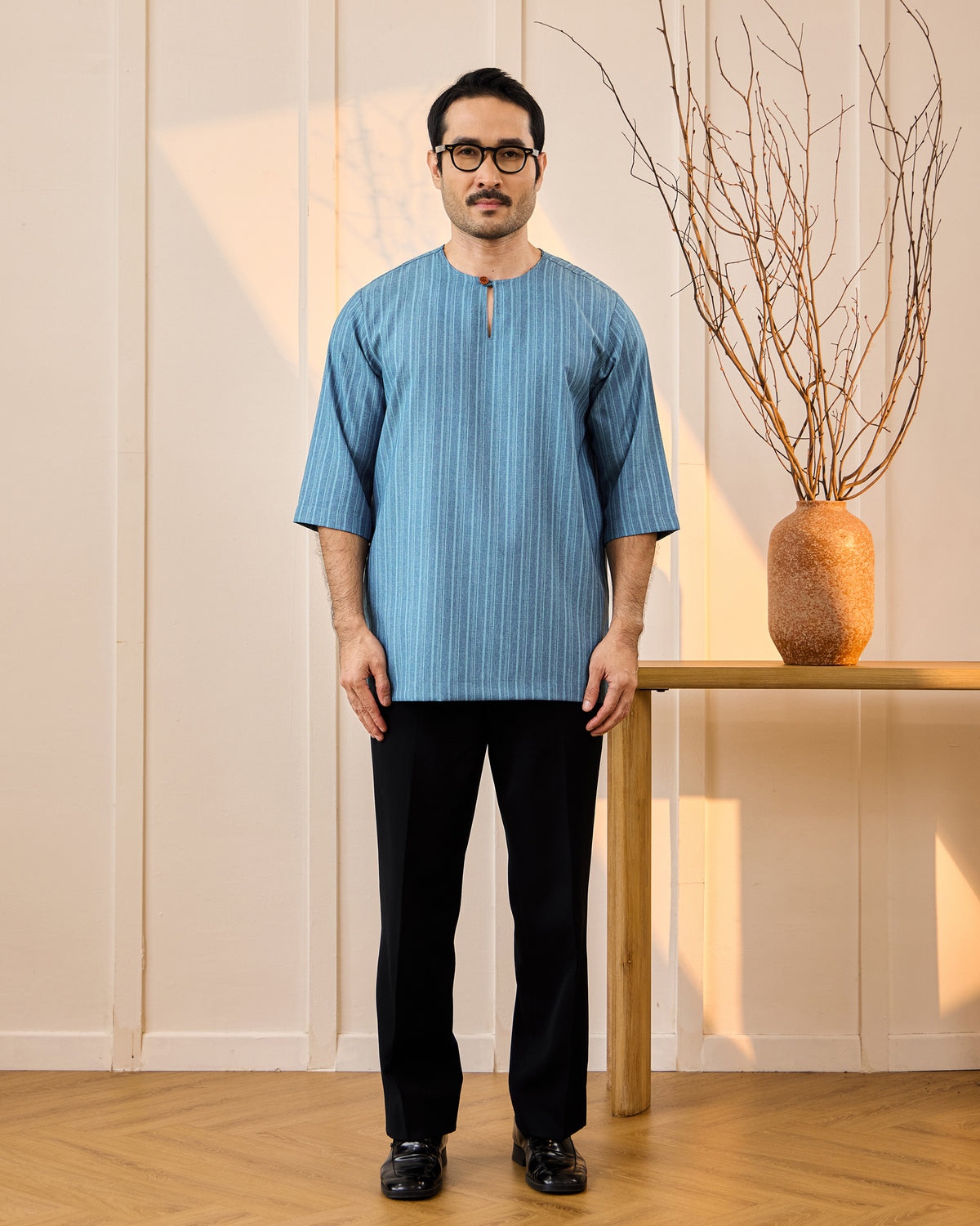 KURTA NADI (STRIPES) - TEAL BLUE
