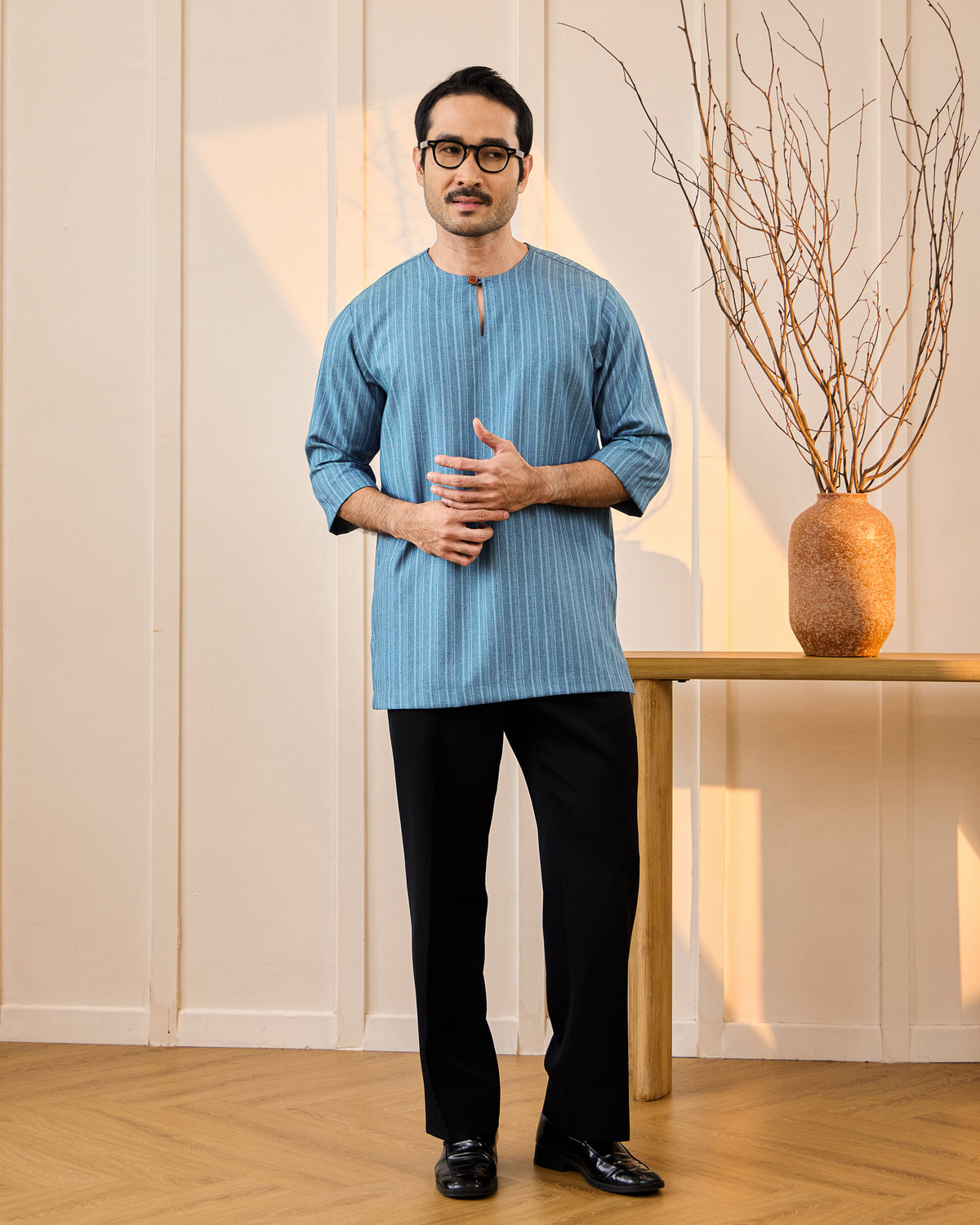 KURTA NADI (STRIPES) - TEAL BLUE