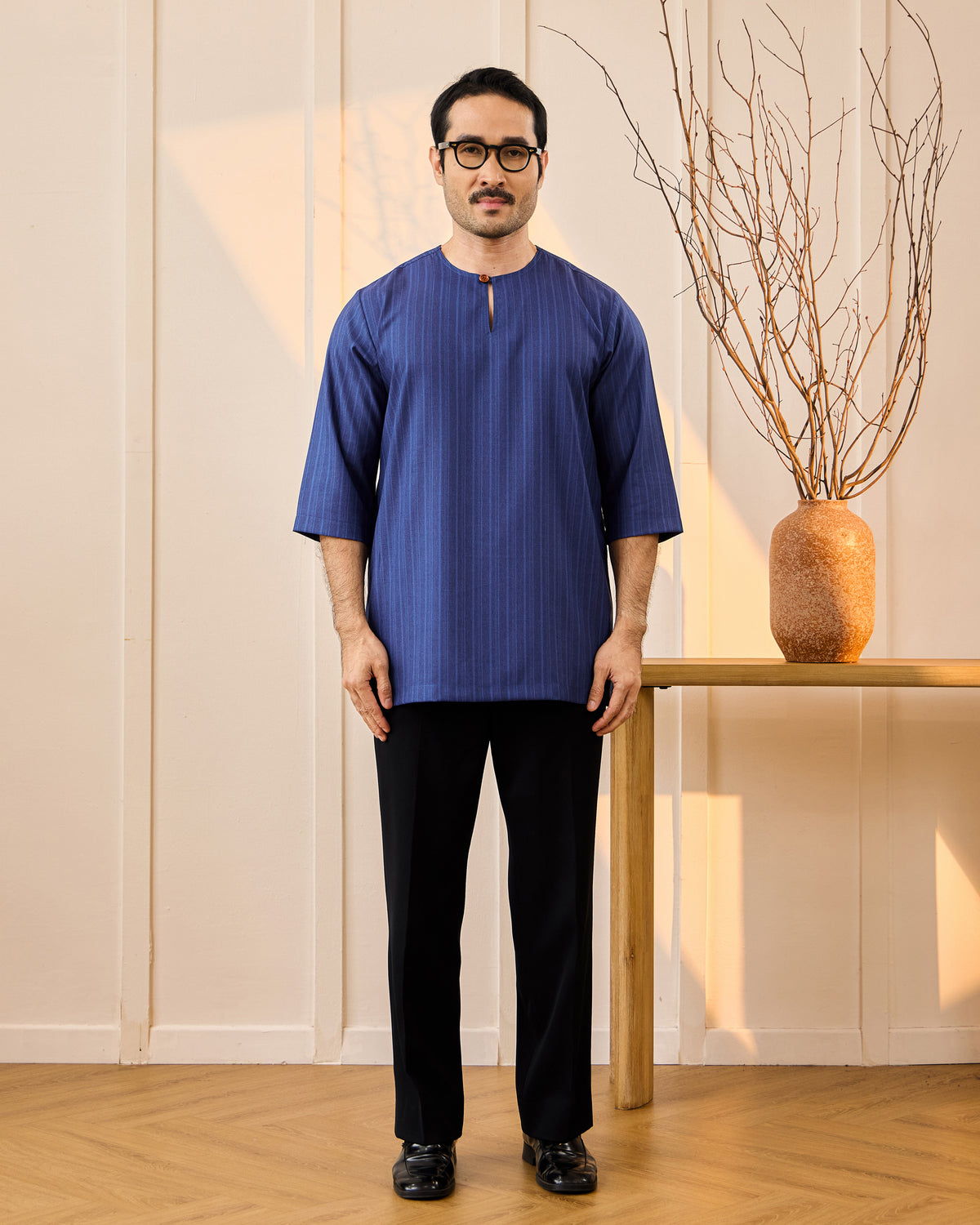KURTA NADI (STRIPES) - NAVY BLUE
