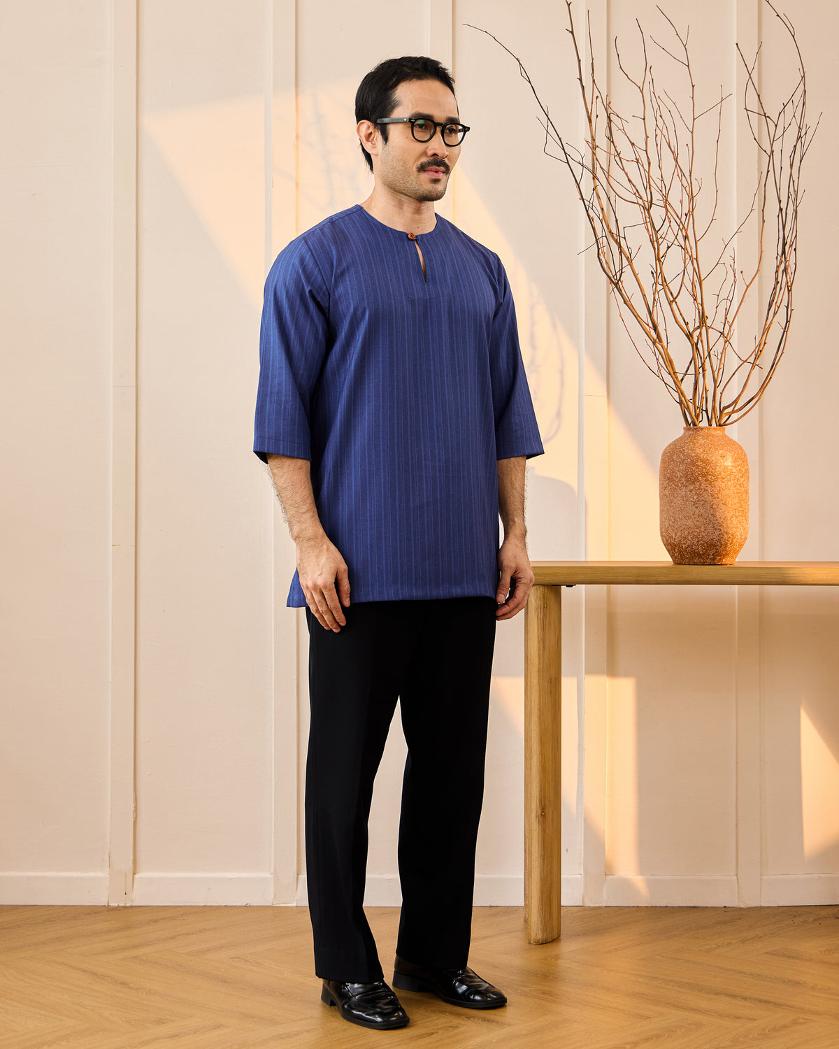 KURTA NADI (STRIPES) - NAVY BLUE