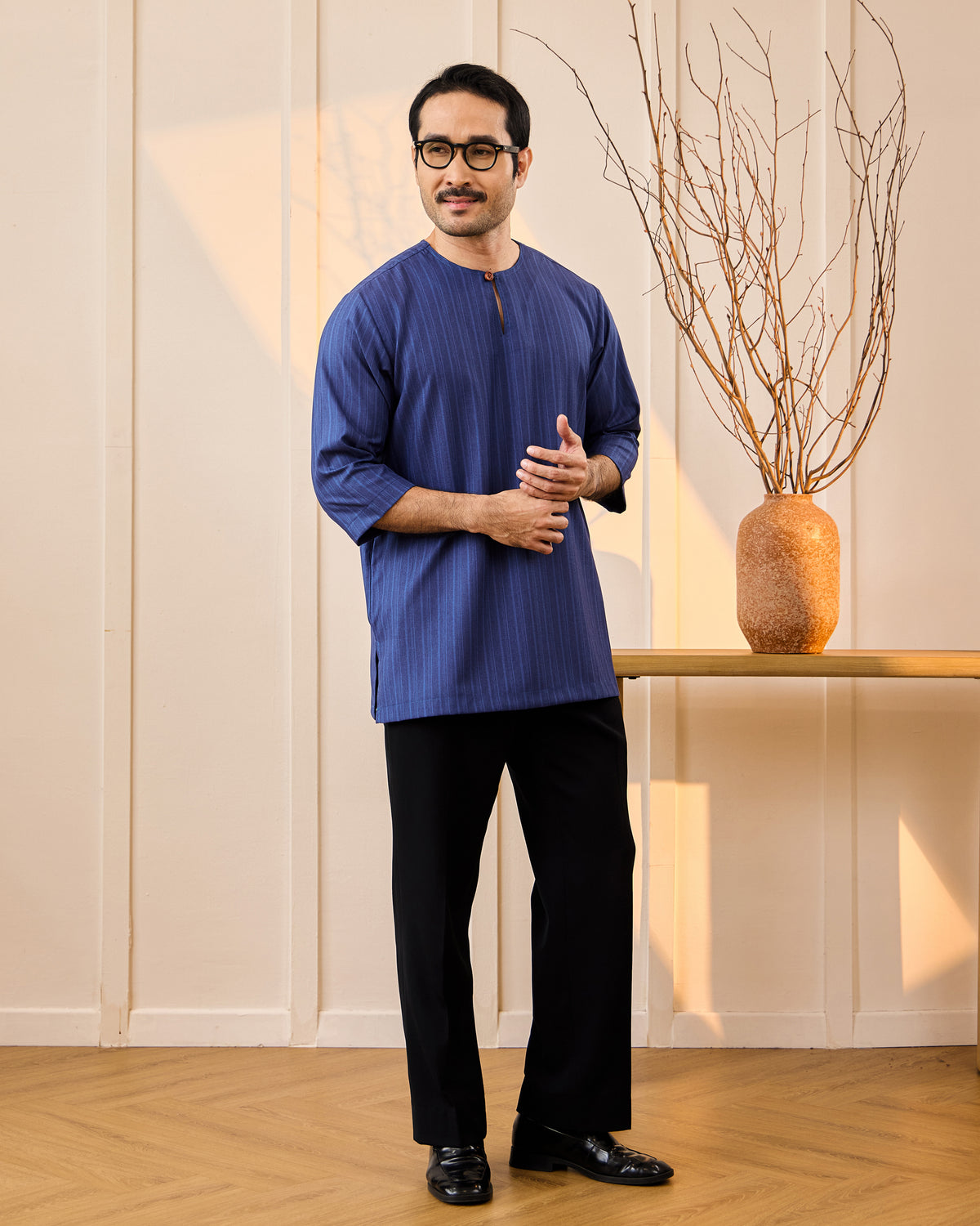 KURTA NADI (STRIPES) - NAVY BLUE