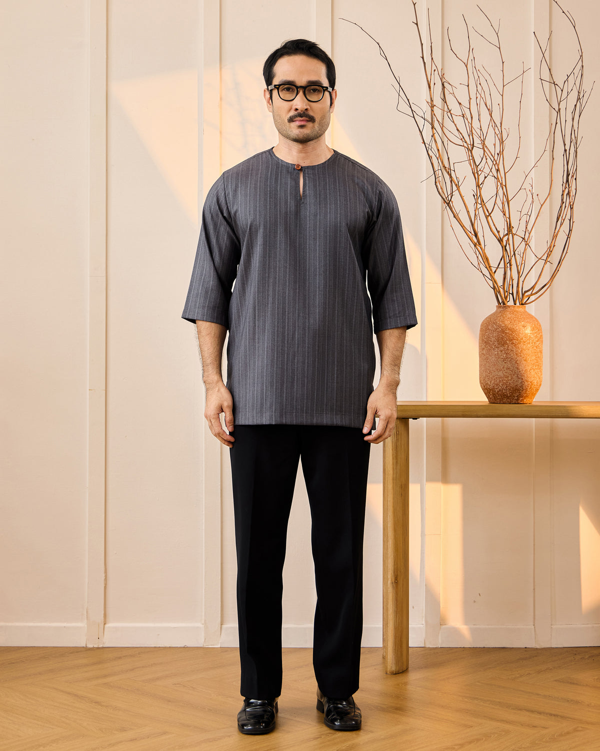 KURTA NADI (STRIPES) - BLACK