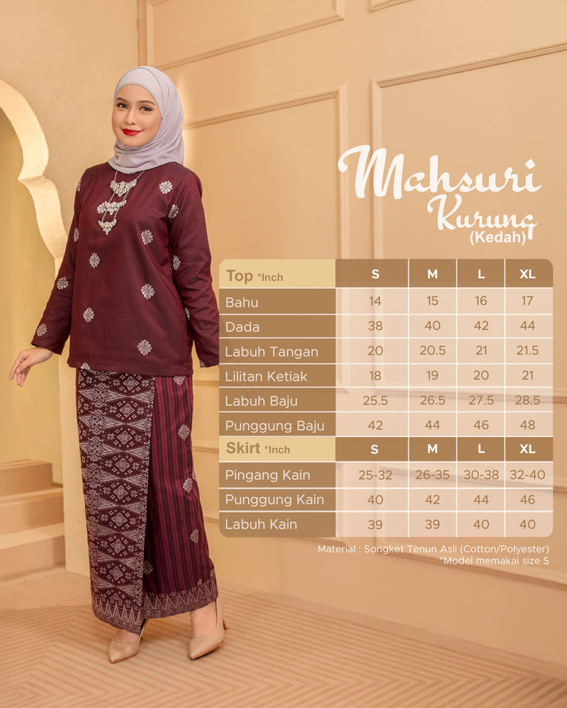 KURUNG MAHSURI (KEDAH) - Songket Jalur | Black-Grey