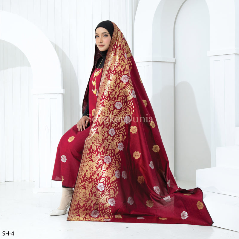 RED MAROON - GOLD/SILVER (SH-4) | SARIMAH