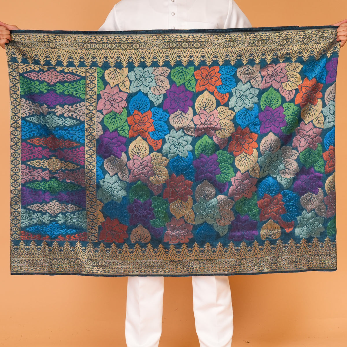 DARK TEAL BLUE GOLD - Mix  | Royal Handmade (2.5 Meter)