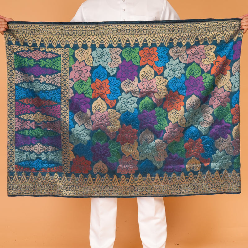 DARK TEAL BLUE GOLD - Mix  | Royal Handmade (2.5 Meter)