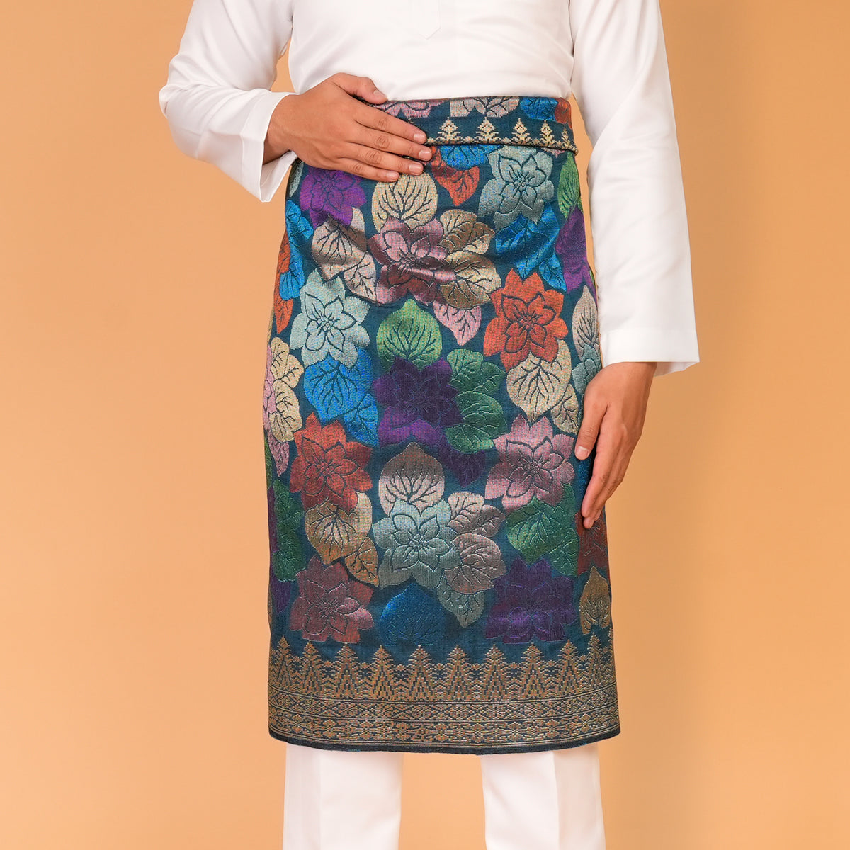 DARK TEAL BLUE GOLD - Mix  | Royal Handmade (2.5 Meter)