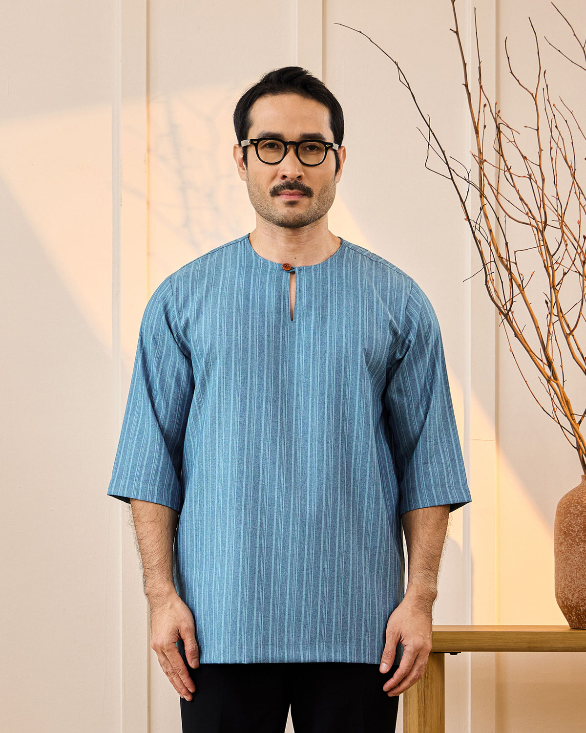 KURTA NADI (STRIPES) - TEAL BLUE