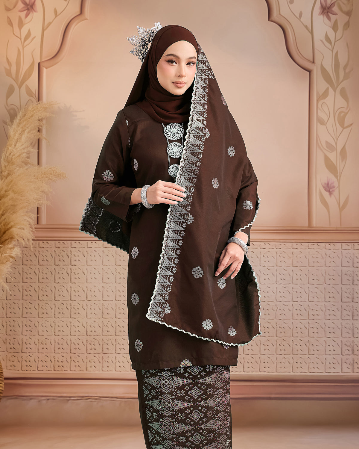 Selendang Songket | Brown Silver (Thalia)
