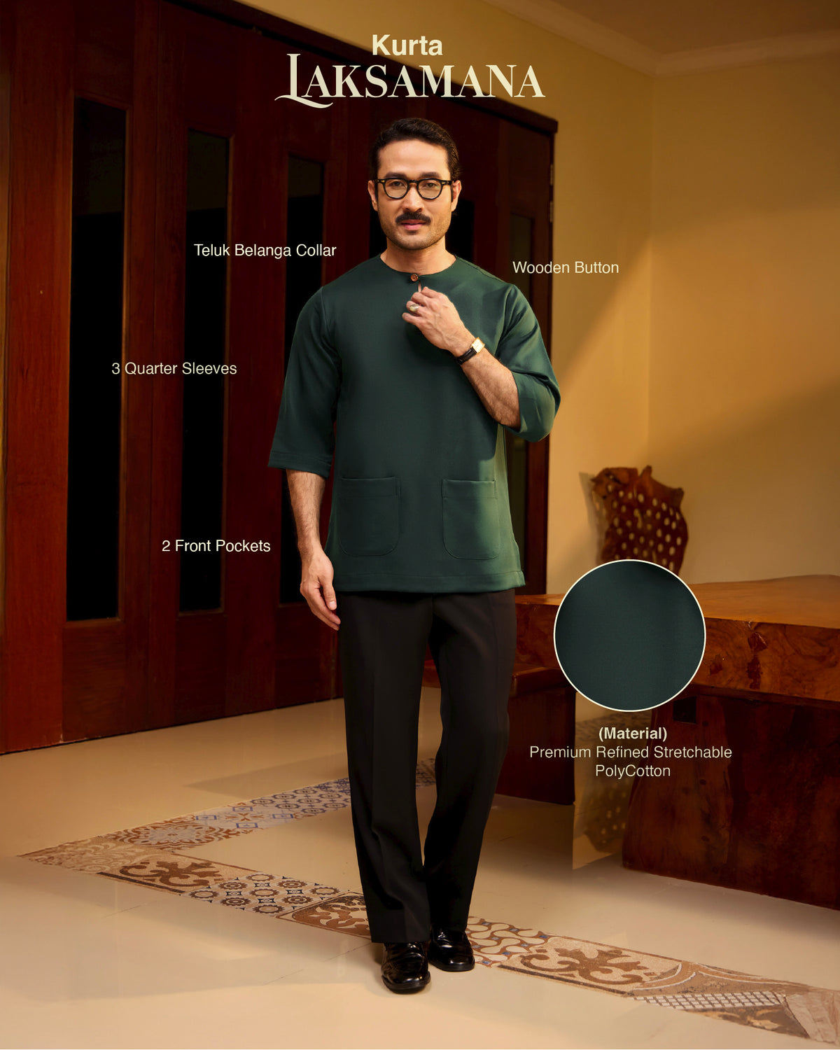 KURTA LAKSAMANA (PLAIN) FRONT POCKET - NUDE