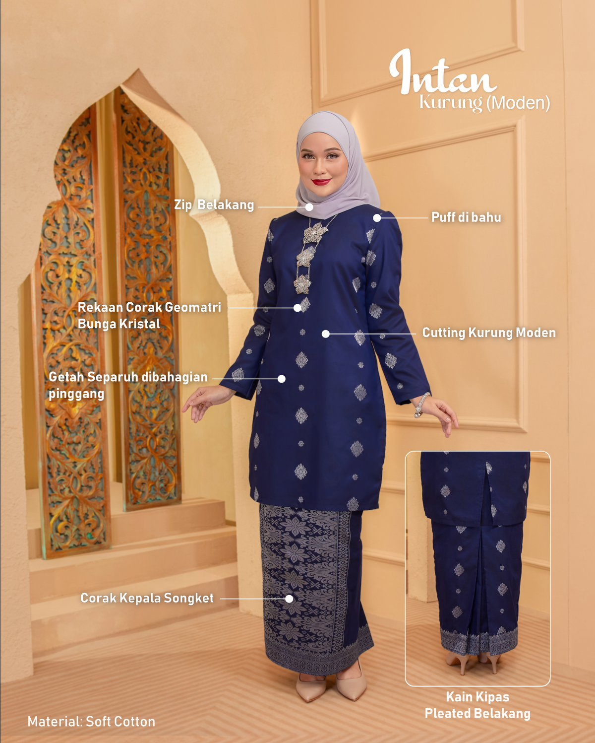 KURUNG INTAN (MODEN) - SONGKET TENUN ASLI | DARK EMERALD GREEN SILVER