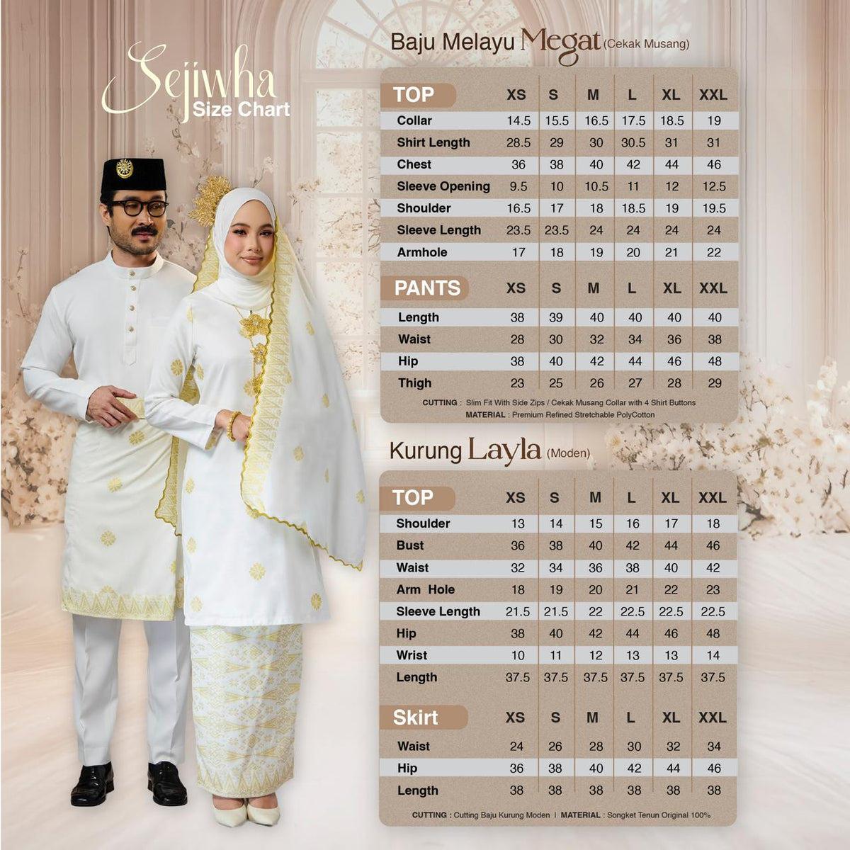 SEJIWHA SET C - BAJU MELAYU CEKAK MUSANG & KURUNG LAYLA | NAVY BLUE SILVER/GOLD