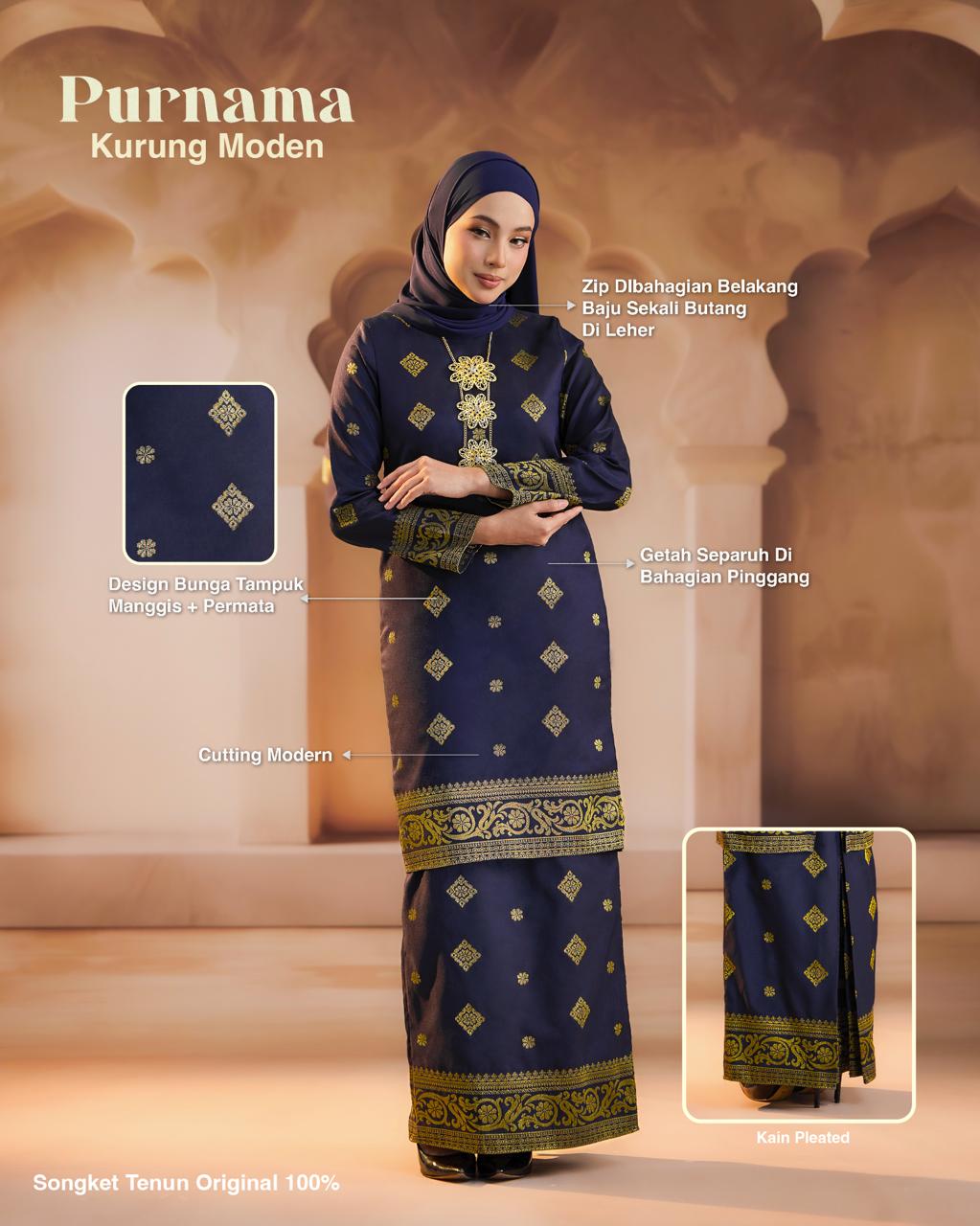 KURUNG PURNAMA (MODEN) RTW | DARK EMERALD GOLD