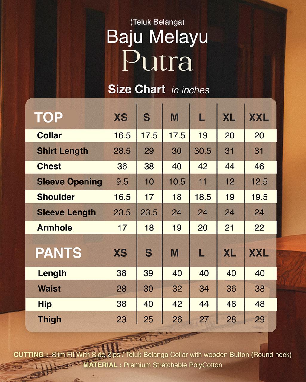BAJU MELAYU PUTRA (TELUK BELANGA) - WHITE (Baju Melayu ONLY)