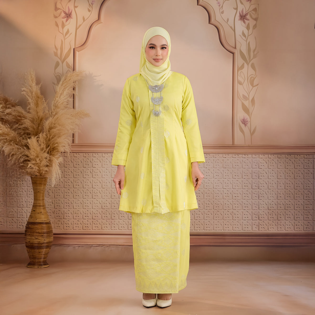 KURUNG ANGGUN (KEBAYA) | SOFT YELLOW - SILVER