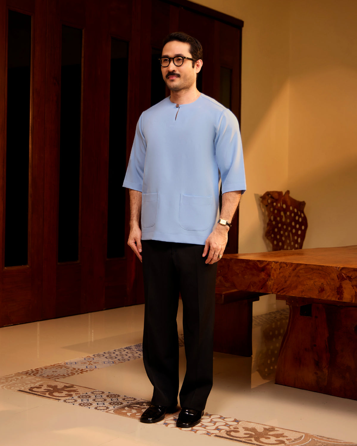 KURTA LAKSAMANA (PLAIN) FRONT POCKET - BABY BLUE