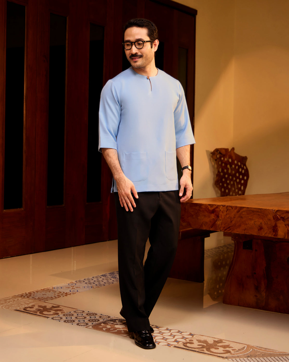 KURTA LAKSAMANA (PLAIN) FRONT POCKET - BABY BLUE