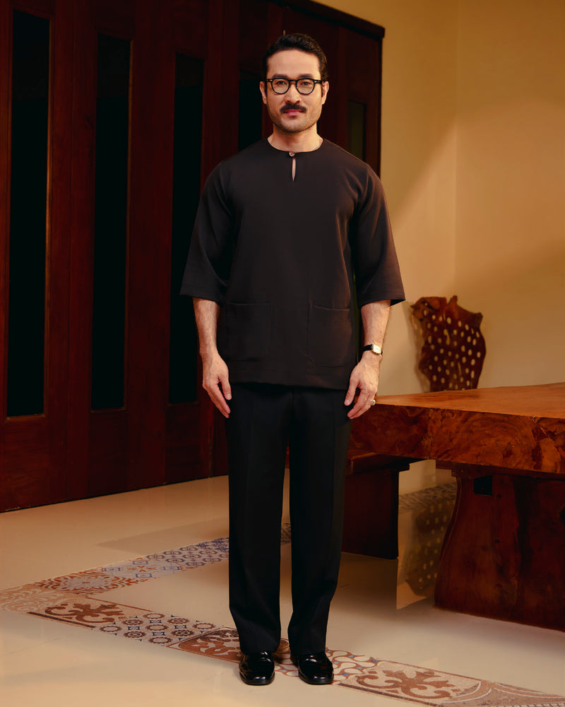 KURTA LAKSAMANA (PLAIN) FRONT POCKET - BLACK