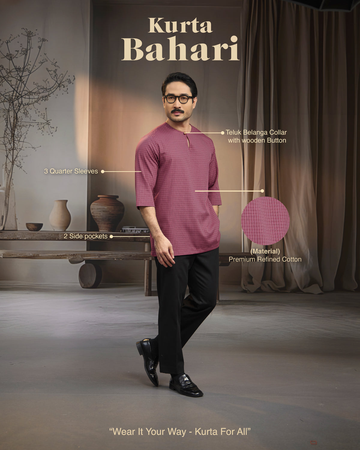 KURTA BAHARI (Checked) - NUDE