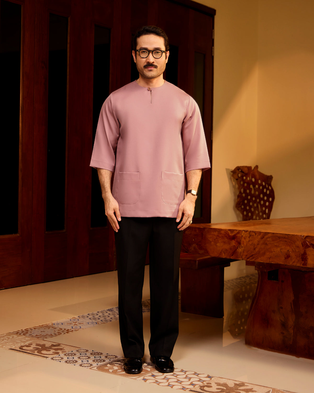 KURTA LAKSAMANA (PLAIN) FRONT POCKET - DUSTY PINK