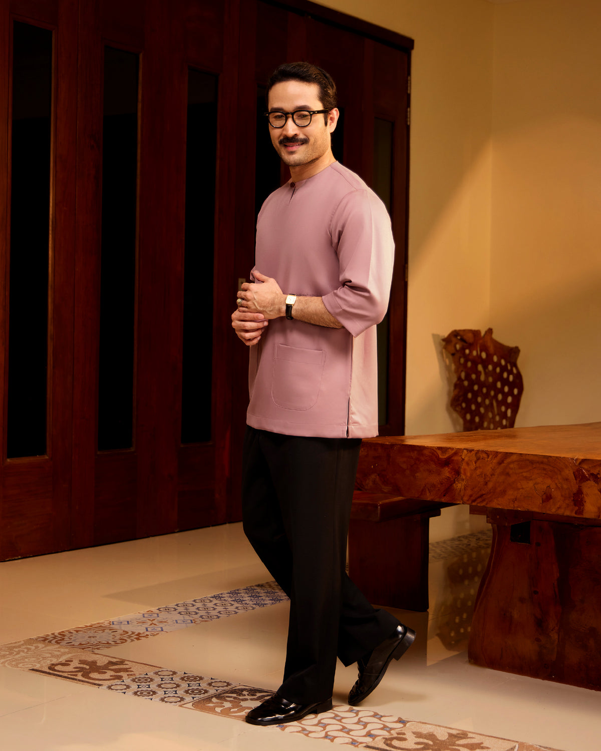 KURTA LAKSAMANA (PLAIN) FRONT POCKET - DUSTY PINK