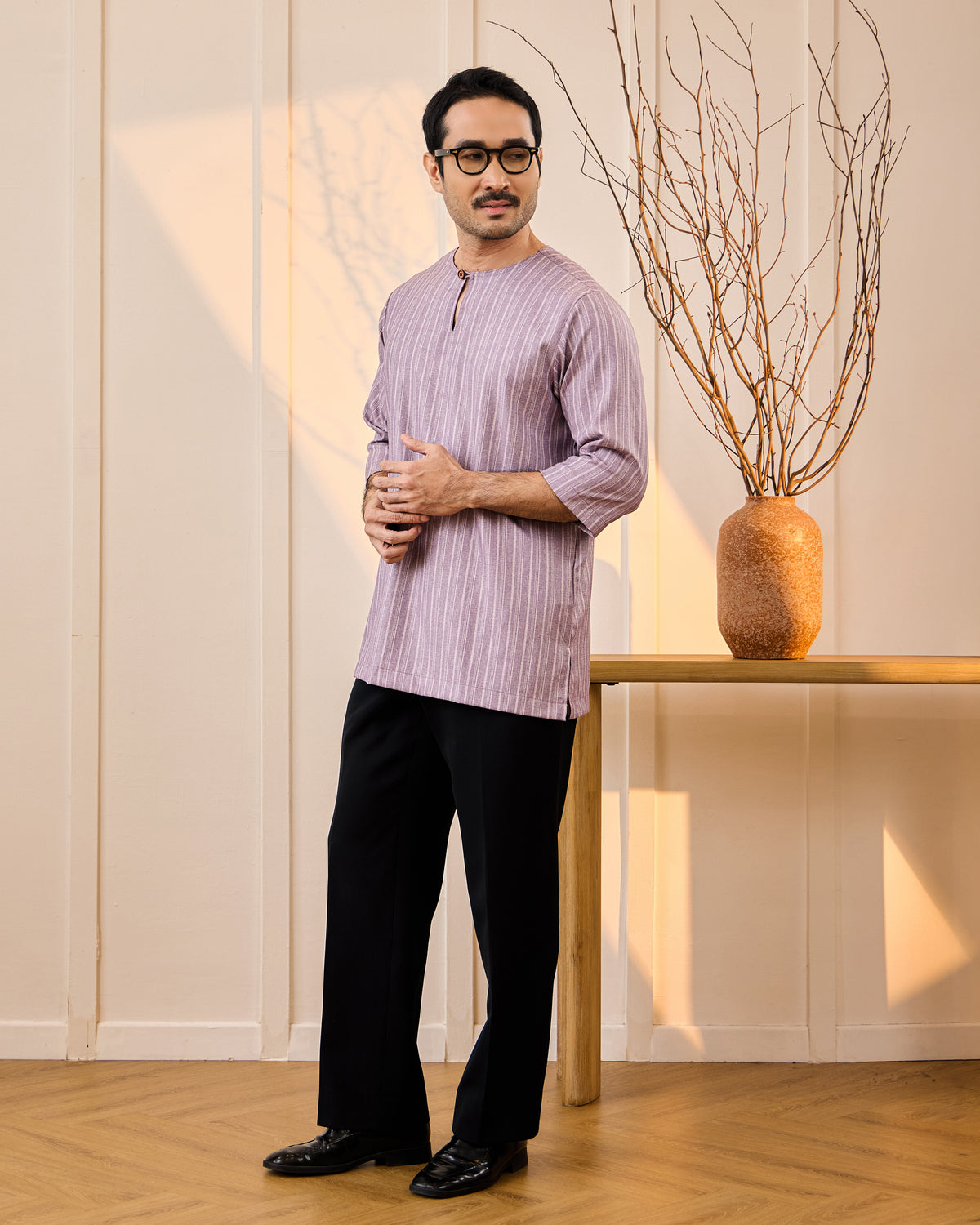KURTA NADI (STRIPES) - DUSTY PURPLE