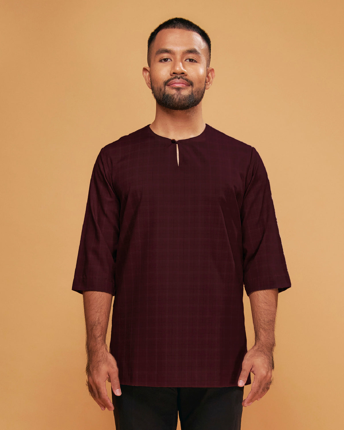KURTA JEBAT (Checked) - BURGUNDY