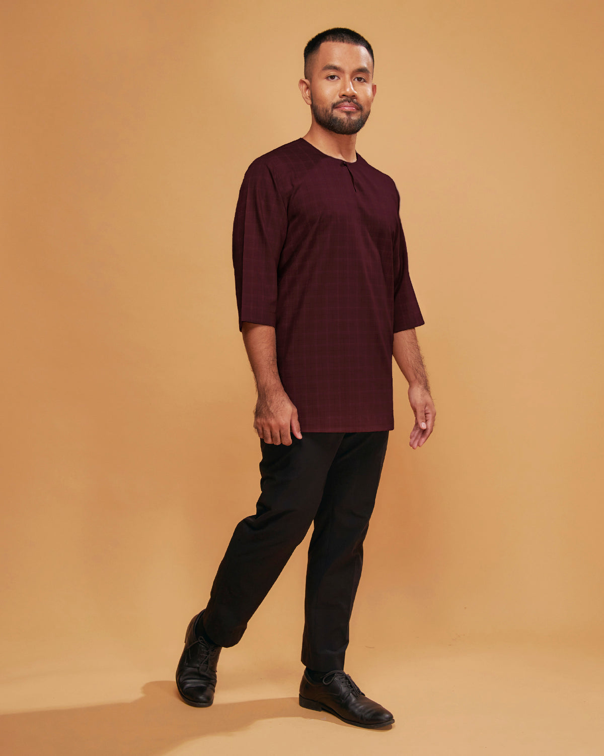 KURTA JEBAT (Checked) - BURGUNDY